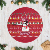 Christmas Chillin With My Snowmies Tree Skirt Cool Snowman Red Snowflake Light String - Wonder Print Shop