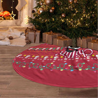 Christmas Chillin With My Snowmies Tree Skirt Cool Snowman Red Snowflake Light String - Wonder Print Shop