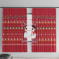 Christmas Chillin With My Snowmies Window Curtain Cool Snowman Red Snowflake Light String - Wonder Print Shop