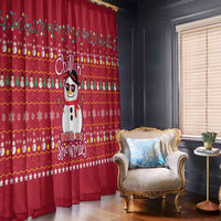 Christmas Chillin With My Snowmies Window Curtain Cool Snowman Red Snowflake Light String - Wonder Print Shop