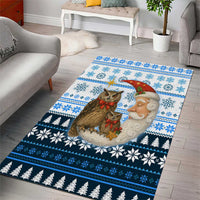 Owl Love Santa Moon Christmas Area Rug Xmas Holiday Patterns - Wonder Print Shop