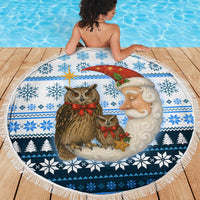 Owl Love Santa Moon Christmas Beach Blanket Xmas Holiday Patterns - Wonder Print Shop