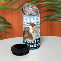 Owl Love Santa Moon Christmas 4 in 1 Can Cooler Tumbler Xmas Holiday Patterns - Wonder Print Shop