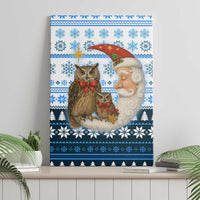 Owl Love Santa Moon Christmas Canvas Wall Art Xmas Holiday Patterns - Wonder Print Shop