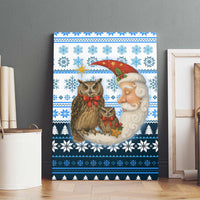 Owl Love Santa Moon Christmas Canvas Wall Art Xmas Holiday Patterns - Wonder Print Shop