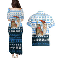 Owl Love Santa Moon Christmas Couples Matching Puletasi and Hawaiian Shirt Xmas Holiday Patterns - Wonder Print Shop