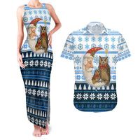 Owl Love Santa Moon Christmas Couples Matching Tank Maxi Dress and Hawaiian Shirt Xmas Holiday Patterns - Wonder Print Shop