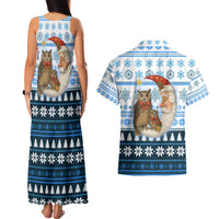 Owl Love Santa Moon Christmas Couples Matching Tank Maxi Dress and Hawaiian Shirt Xmas Holiday Patterns - Wonder Print Shop