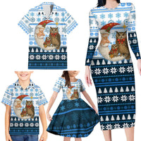 Owl Love Santa Moon Christmas Family Matching Long Sleeve Bodycon Dress and Hawaiian Shirt Xmas Holiday Patterns - Wonder Print Shop