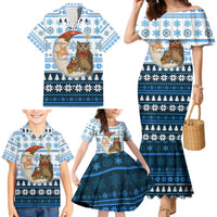 Owl Love Santa Moon Christmas Family Matching Mermaid Dress and Hawaiian Shirt Xmas Holiday Patterns - Wonder Print Shop