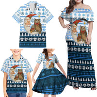 Owl Love Santa Moon Christmas Family Matching Off Shoulder Maxi Dress and Hawaiian Shirt Xmas Holiday Patterns - Wonder Print Shop