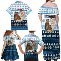 Owl Love Santa Moon Christmas Family Matching Off Shoulder Maxi Dress and Hawaiian Shirt Xmas Holiday Patterns - Wonder Print Shop