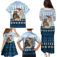 Owl Love Santa Moon Christmas Family Matching Puletasi and Hawaiian Shirt Xmas Holiday Patterns - Wonder Print Shop