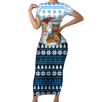 Owl Love Santa Moon Christmas Family Matching Short Sleeve Bodycon Dress and Hawaiian Shirt Xmas Holiday Patterns - Wonder Print Shop