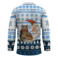 Owl Love Santa Moon Christmas Hockey Jersey Xmas Holiday Patterns - Wonder Print Shop