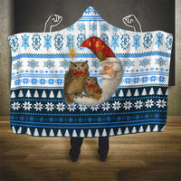 Owl Love Santa Moon Christmas Hooded Blanket Xmas Holiday Patterns - Wonder Print Shop