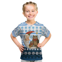 Owl Love Santa Moon Christmas Kid T Shirt Xmas Holiday Patterns - Wonder Print Shop