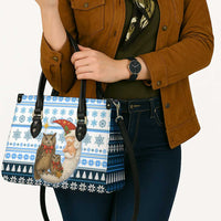 Owl Love Santa Moon Christmas Leather Bag Xmas Holiday Patterns - Wonder Print Shop