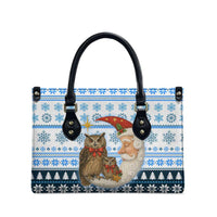 Owl Love Santa Moon Christmas Leather Bag Xmas Holiday Patterns - Wonder Print Shop