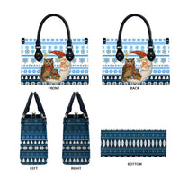 Owl Love Santa Moon Christmas Leather Bag Xmas Holiday Patterns - Wonder Print Shop