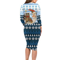 Owl Love Santa Moon Christmas Long Sleeve Bodycon Dress Xmas Holiday Patterns - Wonder Print Shop