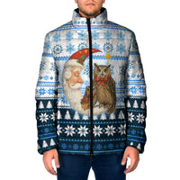Owl Love Santa Moon Christmas Padded Jacket Xmas Holiday Patterns - Wonder Print Shop