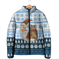Owl Love Santa Moon Christmas Padded Jacket Xmas Holiday Patterns - Wonder Print Shop