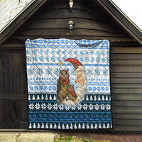 Owl Love Santa Moon Christmas Quilt Xmas Holiday Patterns - Wonder Print Shop