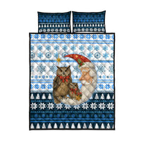 Owl Love Santa Moon Christmas Quilt Bed Set Xmas Holiday Patterns - Wonder Print Shop