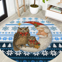 Owl Love Santa Moon Christmas Round Carpet Xmas Holiday Patterns - Wonder Print Shop