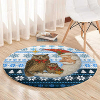 Owl Love Santa Moon Christmas Round Carpet Xmas Holiday Patterns - Wonder Print Shop