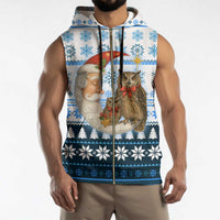 Owl Love Santa Moon Christmas Sleeveless Zip Hoodie Xmas Holiday Patterns - Wonder Print Shop