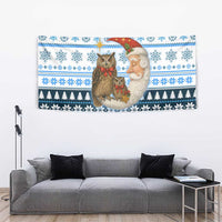 Owl Love Santa Moon Christmas Tapestry Xmas Holiday Patterns - Wonder Print Shop