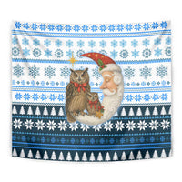 Owl Love Santa Moon Christmas Tapestry Xmas Holiday Patterns - Wonder Print Shop