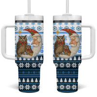 Owl Love Santa Moon Christmas Tumbler With Handle Xmas Holiday Patterns - Wonder Print Shop