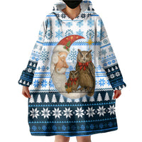 Owl Love Santa Moon Christmas Wearable Blanket Hoodie Xmas Holiday Patterns - Wonder Print Shop