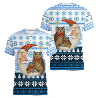 Owl Love Santa Moon Christmas Women V-Neck T-Shirt Xmas Holiday Patterns - Wonder Print Shop