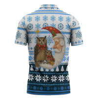 Owl Love Santa Moon Christmas Zipper Polo Shirt Xmas Holiday Patterns - Wonder Print Shop