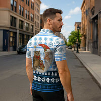 Owl Love Santa Moon Christmas Zipper Polo Shirt Xmas Holiday Patterns - Wonder Print Shop