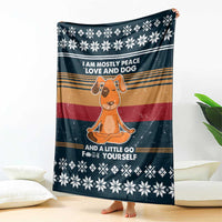 Peace Love And Dog Christmas Blanket Xmas Holiday Patterns - Wonder Print Shop