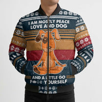 Peace Love And Dog Christmas Bomber Puffer Jacket Xmas Holiday Patterns - Wonder Print Shop