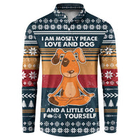 Peace Love And Dog Christmas Button Sweatshirt Xmas Holiday Patterns - Wonder Print Shop