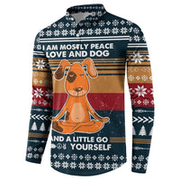 Peace Love And Dog Christmas Button Sweatshirt Xmas Holiday Patterns - Wonder Print Shop