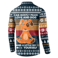 Peace Love And Dog Christmas Button Sweatshirt Xmas Holiday Patterns - Wonder Print Shop
