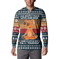 Peace Love And Dog Christmas Button Sweatshirt Xmas Holiday Patterns - Wonder Print Shop