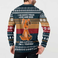 Peace Love And Dog Christmas Button Sweatshirt Xmas Holiday Patterns - Wonder Print Shop