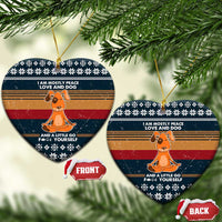 Peace Love And Dog Christmas Ceramic Ornament Xmas Holiday Patterns - Wonder Print Shop