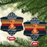 Peace Love And Dog Christmas Ceramic Ornament Xmas Holiday Patterns - Wonder Print Shop