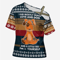 Peace Love And Dog Christmas Cross Shoulder Shirt Xmas Holiday Patterns - Wonder Print Shop