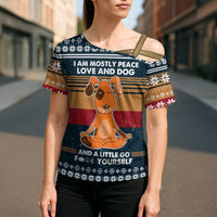Peace Love And Dog Christmas Cross Shoulder Shirt Xmas Holiday Patterns - Wonder Print Shop